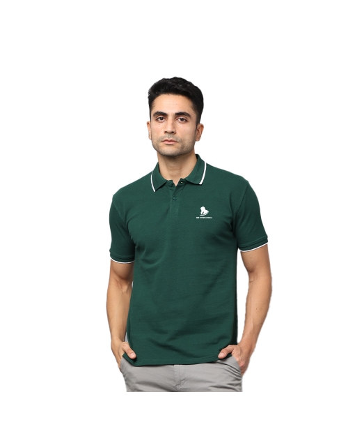 Greys & Blues Pima Polo T-Shirt - Green With White Tipping